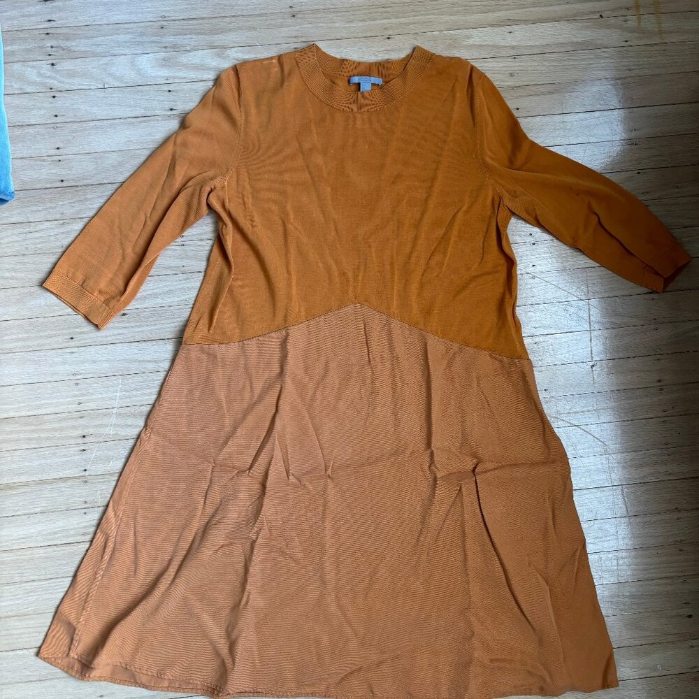COS Mustard Ochre Midi Twill Knit Dress